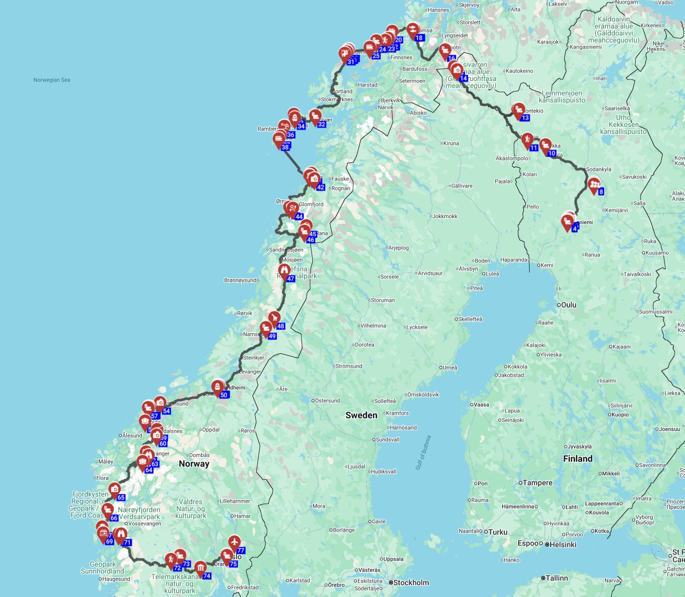 22 day motorhome road trip itinerary rovaniemi to oslo road trip